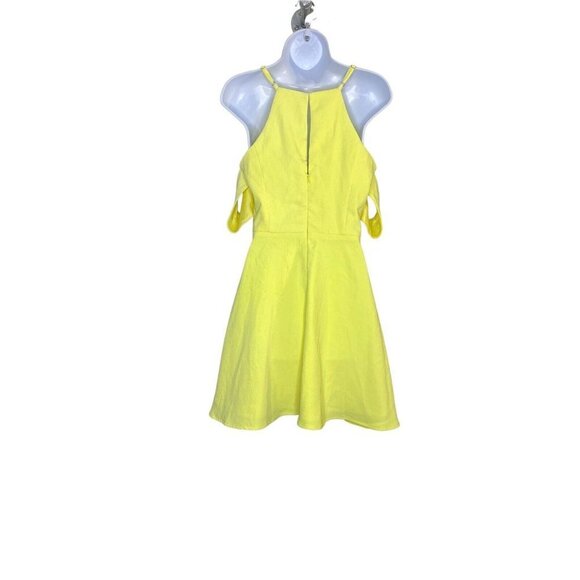 Adelyn Rae Womens Yvone Yellow Fit and Flare Cold Shoulder Dress‎ Size Small - Picture 8 of 9